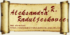 Aleksandra Raduljesković vizit kartica